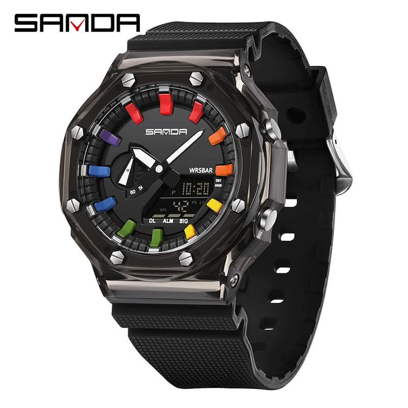 Men’s Dual Display Sports Watch – Waterproof, Multi-Functional Watch