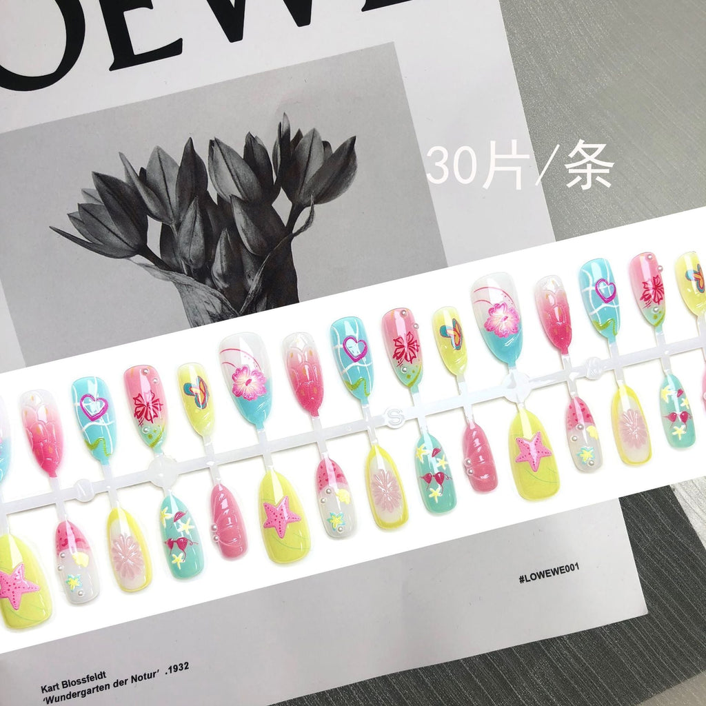 Tropical Flower Stiletto Press-On Nails – Fun Glue-on Acrylic Nails
