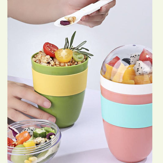 Portable 2-in-1 Fruit Salad Cup with Lid – 550ML