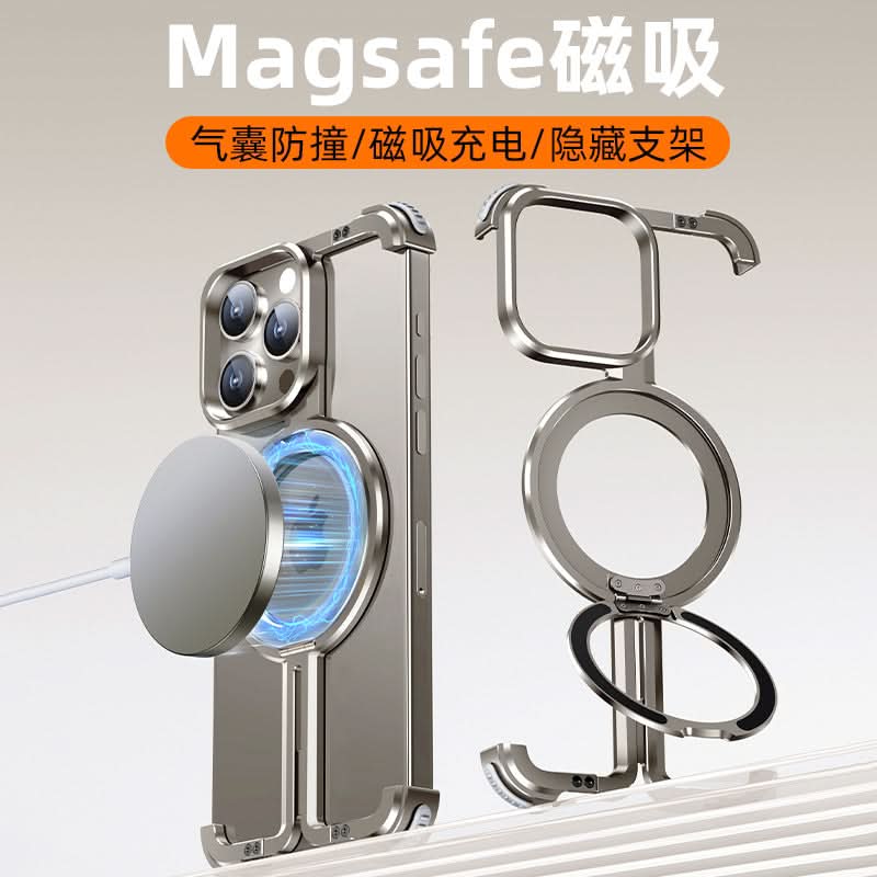 Magnetic Metal Frame Case for iPhone, Frameless Design