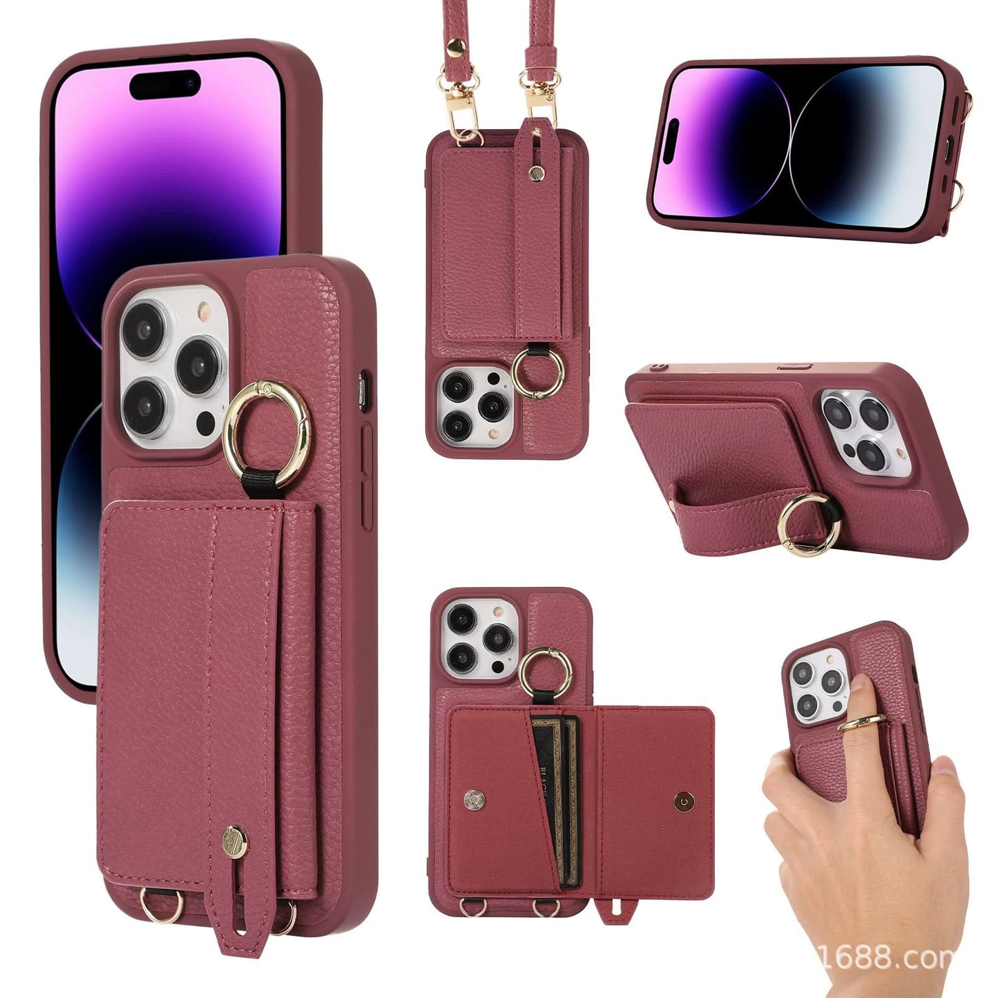 Leather Phone Case with Card Holder for iPhone