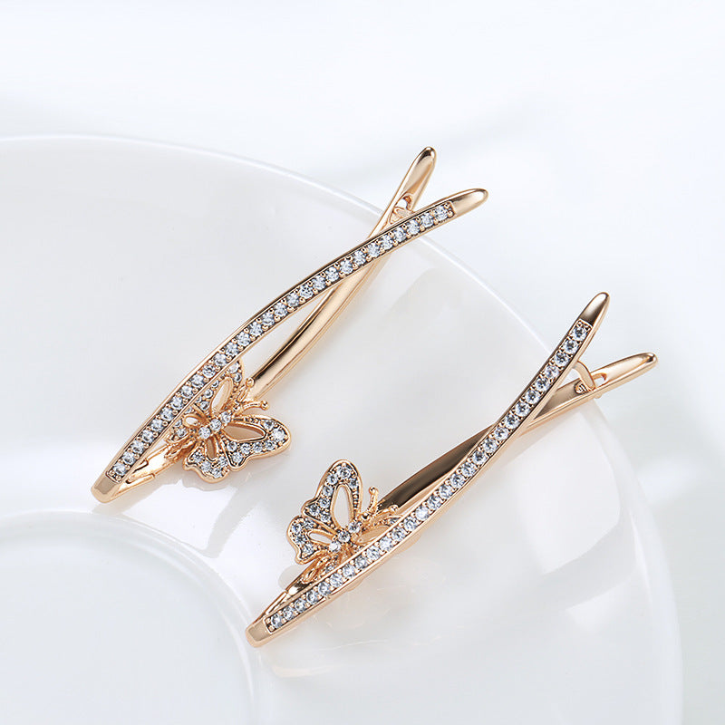 Rose Gold Butterfly Earrings – Simple Geometric Jewelry