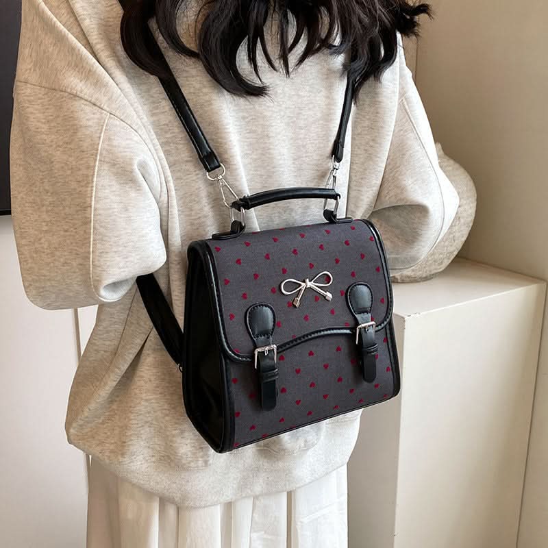 Women’s Polka Dot Bow Mini Backpack – Leather Messenger Bag