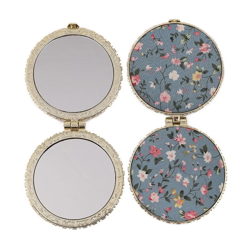 Chinese-Style Portable Mini Makeup Mirror - Double-Sided Folding Design (Set of 2 pcs.)