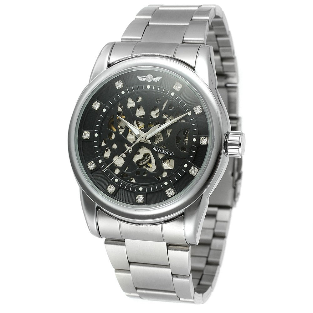 Winner Automatic Mechanical Watch for Men – Retro Style Stainless Steel Band Timepiece