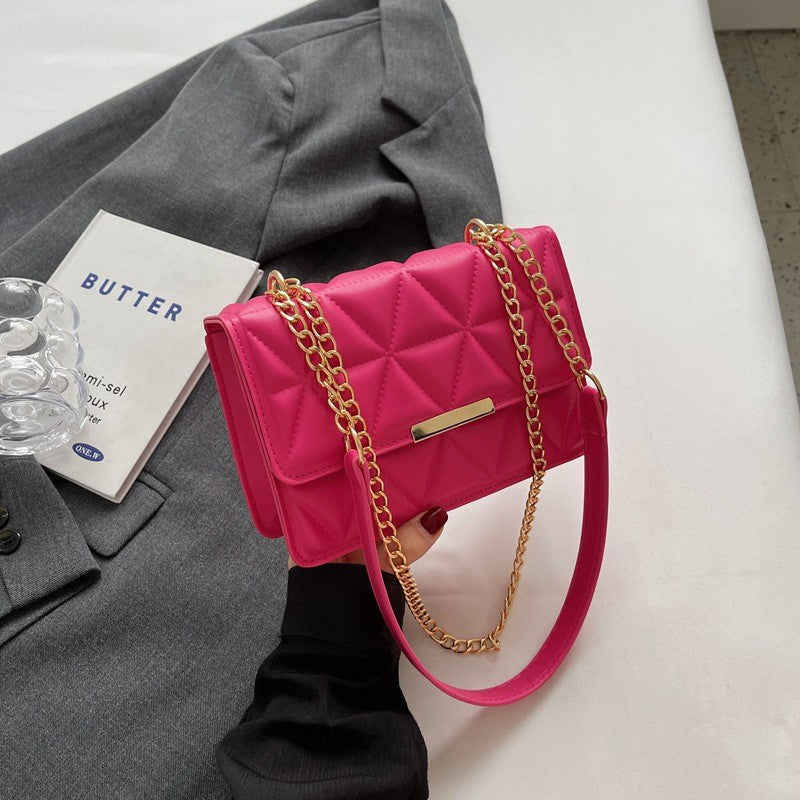 Quilted Chain Shoulder Bag for Women – Trendy Small Square Crossbody