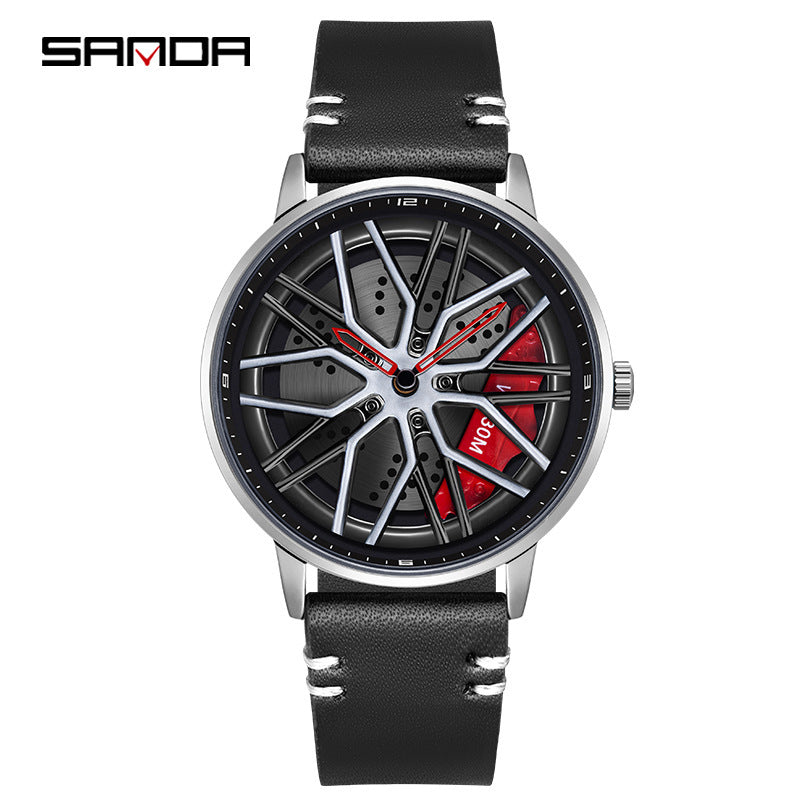 Sanda Classic Men’s Quartz Watch – Leather Strap, 30M Waterproof, Business Design