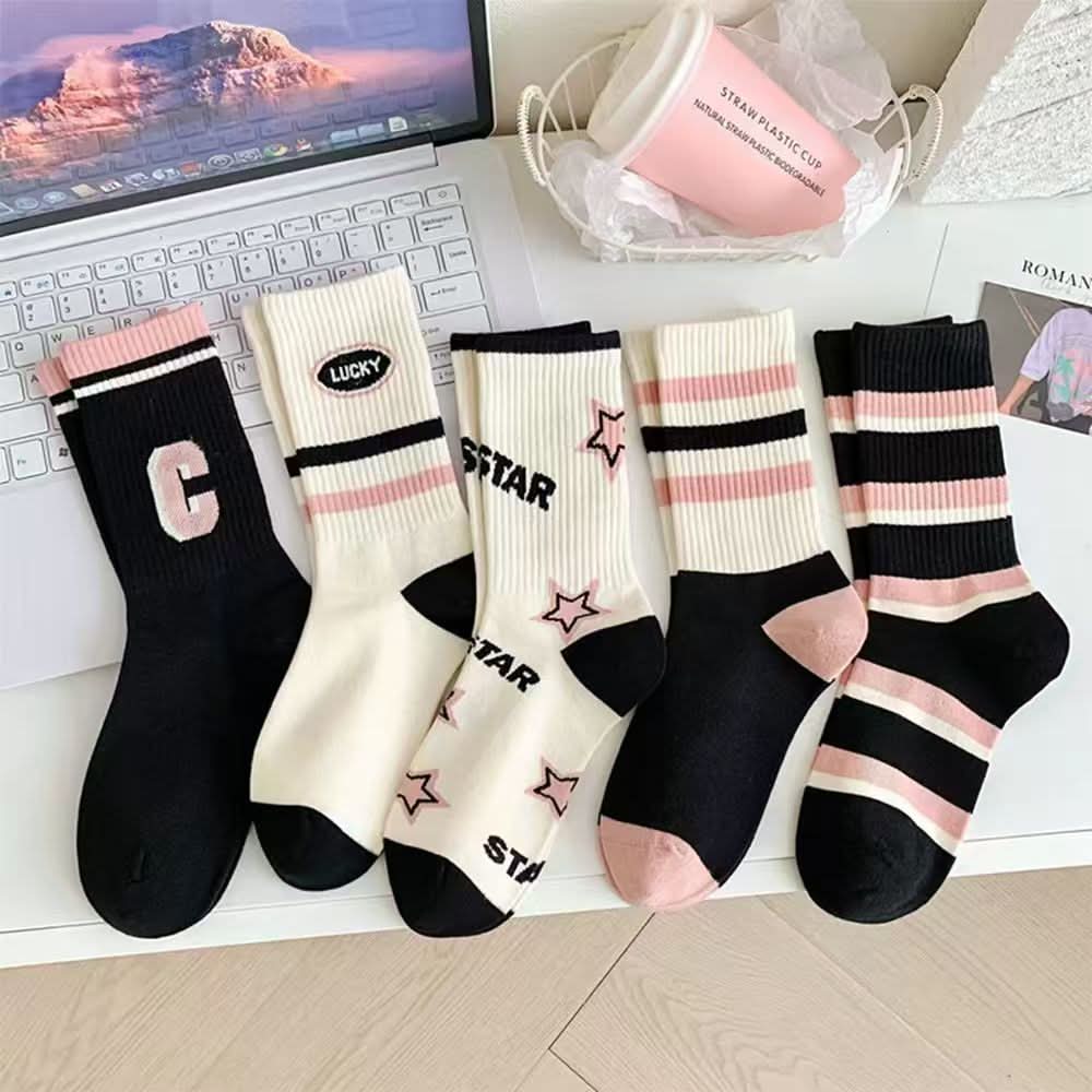 Pack of 5 Women's Mid-Tube Sports Socks