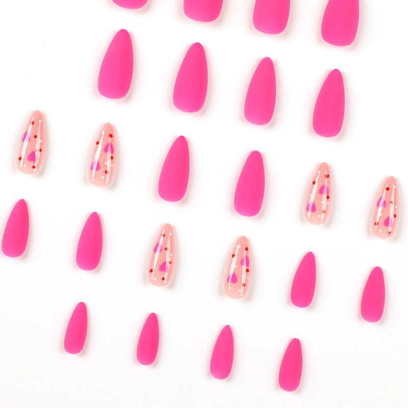 Rose Red Almond Press-On Nails – Valentine’s Day Love Nail Art