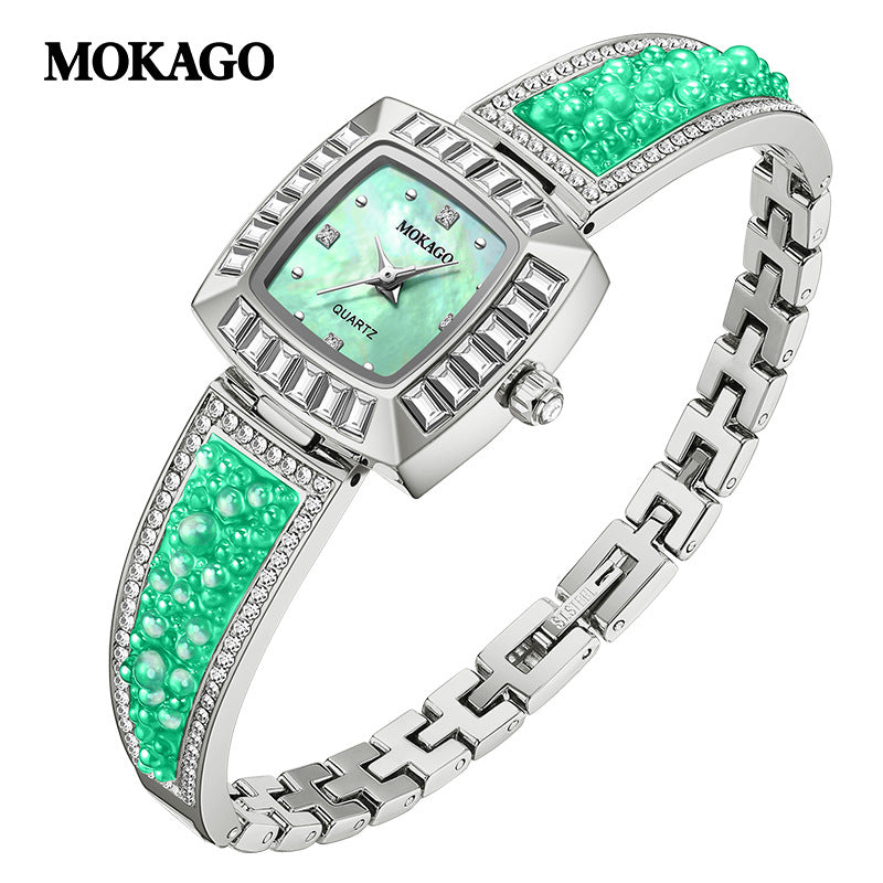 MOKAGO Square Women’s Diamond Watch – Luxury Quartz Waterproof Watch