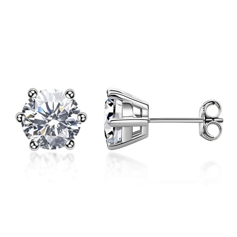 Men’s Trendy Six-Claw Zircon Stud Earrings - Hip-Hop Jewelry