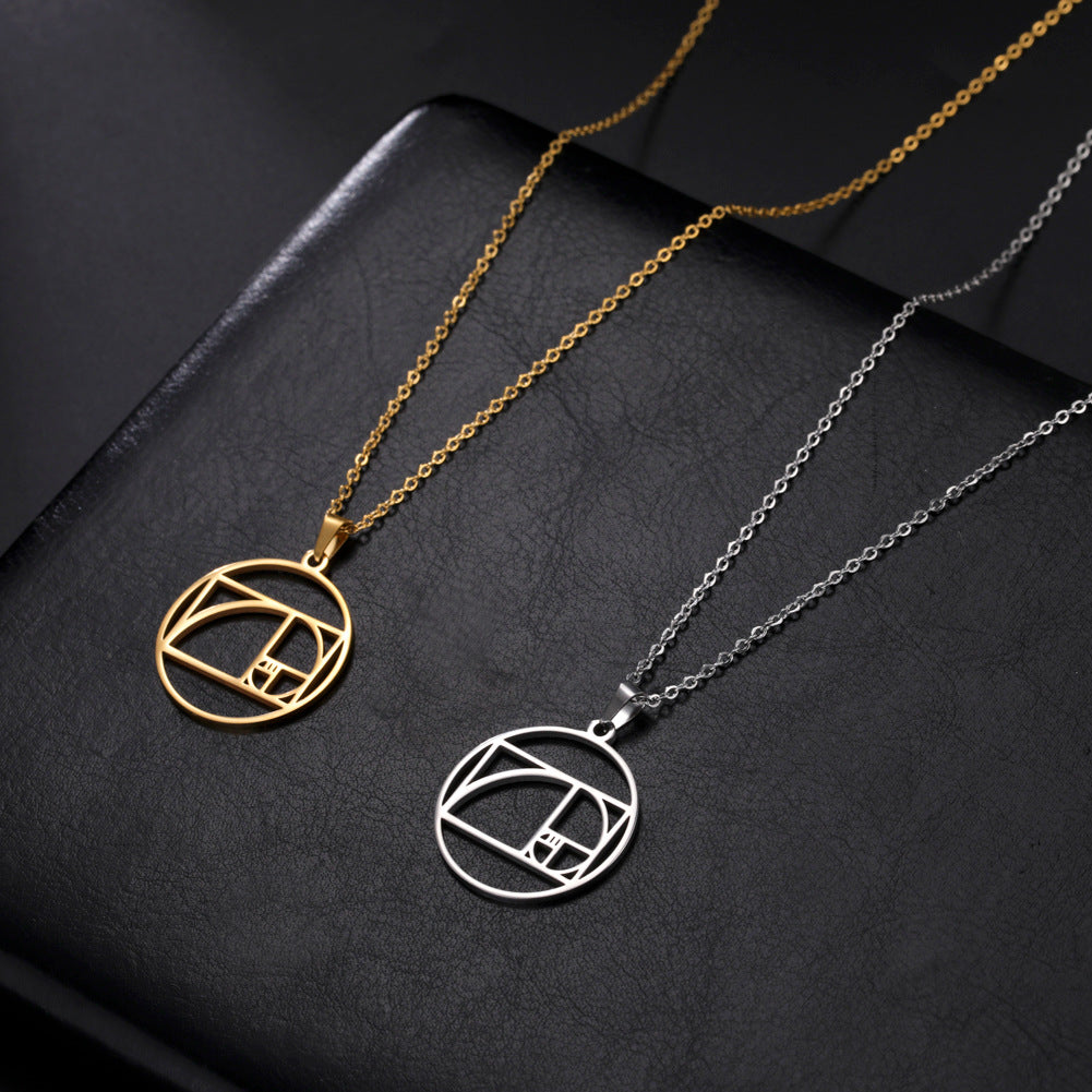 Retro Geometric Pendant Necklace – Minimalist Hollow Square & Circle Chain for Women