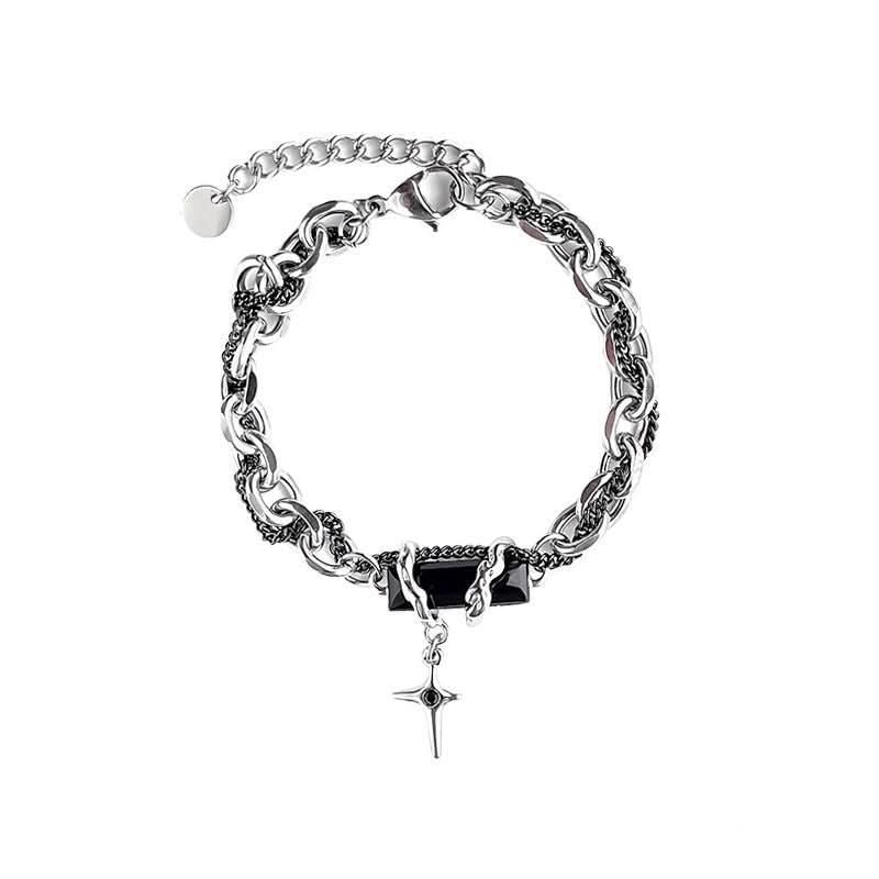 Men’s Stylish Titanium Steel Diamond Bracelet – Minimalist Wrap Design