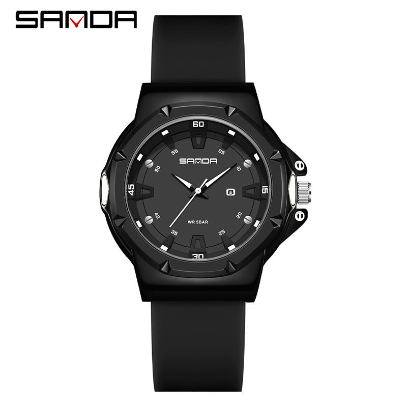 Sanda Sports Quartz Watch with Calendar – Waterproof Student Exam Watch