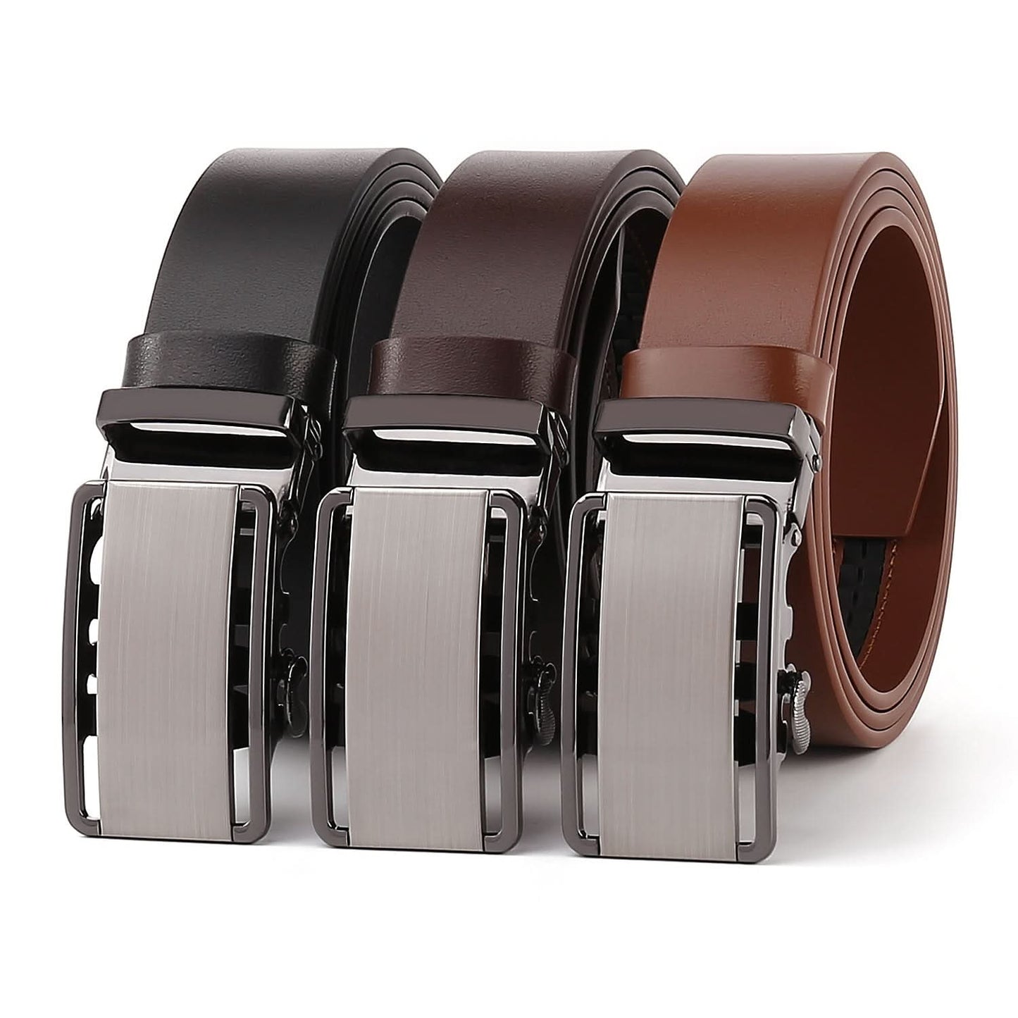 Men's Leather Belt with Automatic Buckle