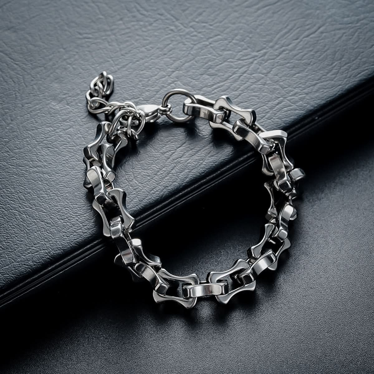 Men’s Titanium Steel Dragon Bone Bracelet – Handmade Chain