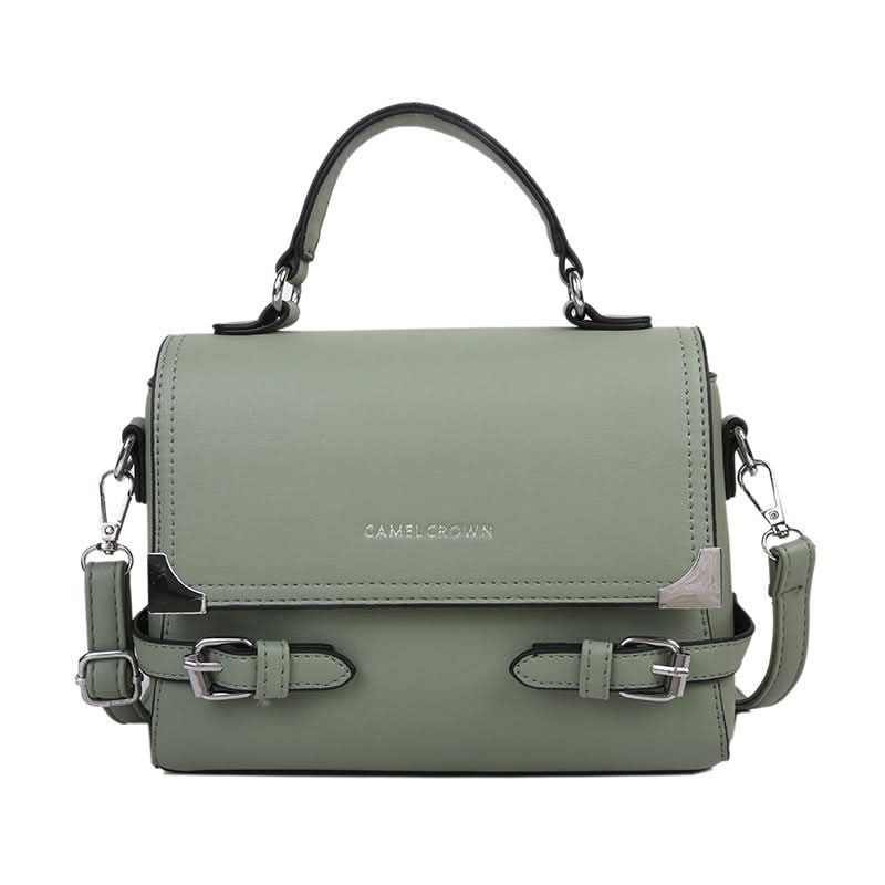 Women's Retro PU Leather Small Square Handbag – With Flap Closure