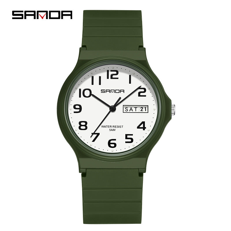 Sanda Dual Calendar Quartz Watch – Waterproof Casual Student Watch for Kids