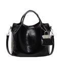 Women's Elegant Leather Bucket Bag – Shoulder Tote with Matching Keychain