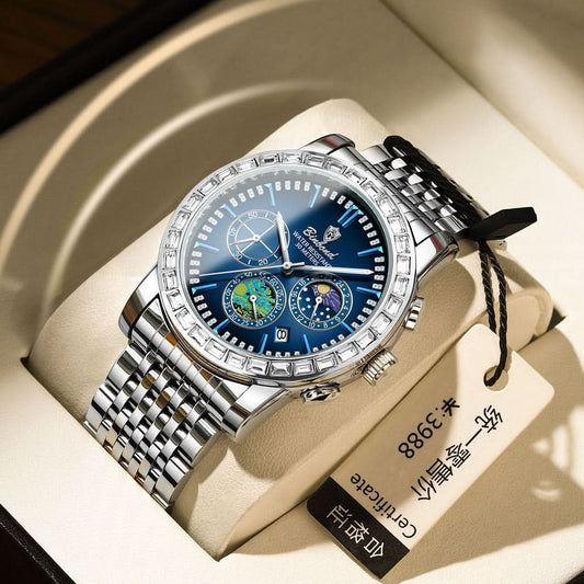 Men’s Luxury Moon Phase Watch – Stainless Steel