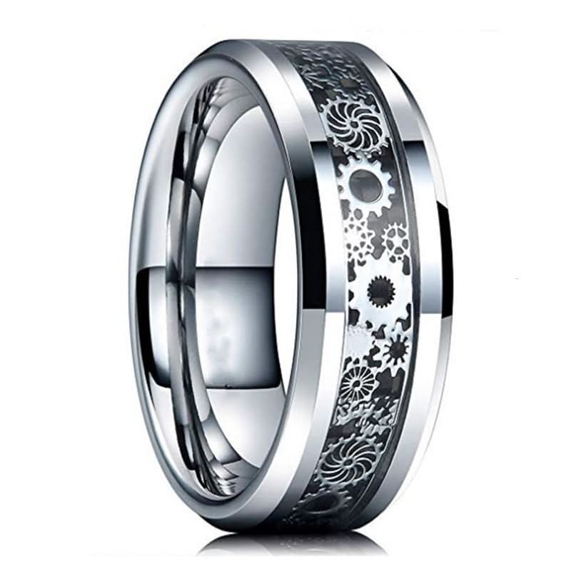 Men's 8mm Stainless Steel Gear Ring