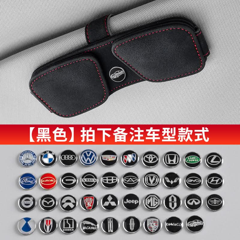 PU Leather Car Sun Visor Glasses Clip