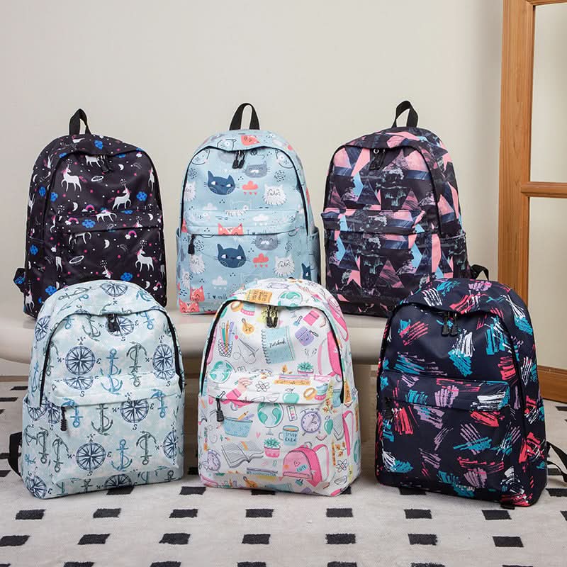 Nylon Backpack for School – Unisex Fashion Backpack with Clear Sweet Prints