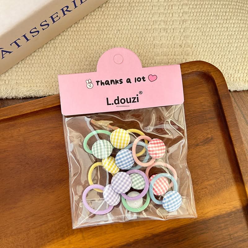 Checkered Heart Hair Ties for Girls  – High Elastic Baby Hair Ropes