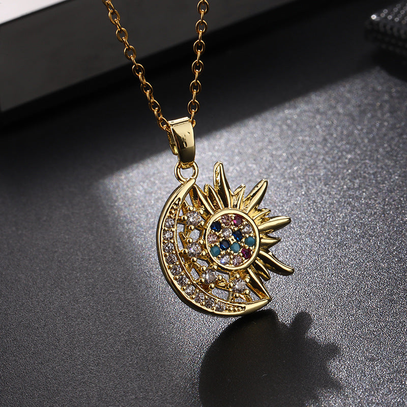 Sunburst Zircon Pendant Necklace – Ethnic Style Women’s Luxury Jewelry