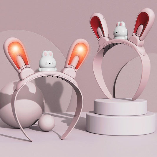 LED Light-Up Rabbit Ear Headband for Girls – Type-C Rechargeable Flashing Hair Accessory