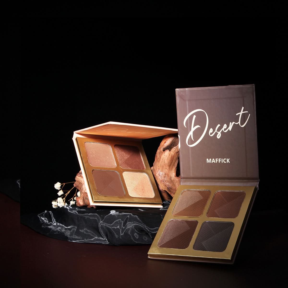 Maffick Desert Highlighter Palette – 4-Color Contouring & Brightening Tray for Skin Tone