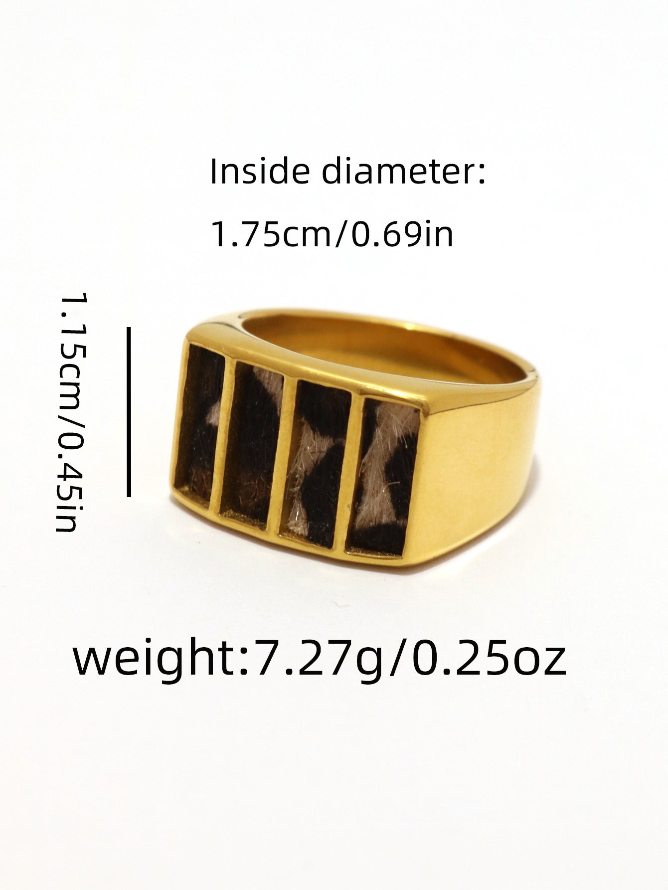 Leopard Print Gold Ring – Retro Stainless Steel Open Ring for Women
