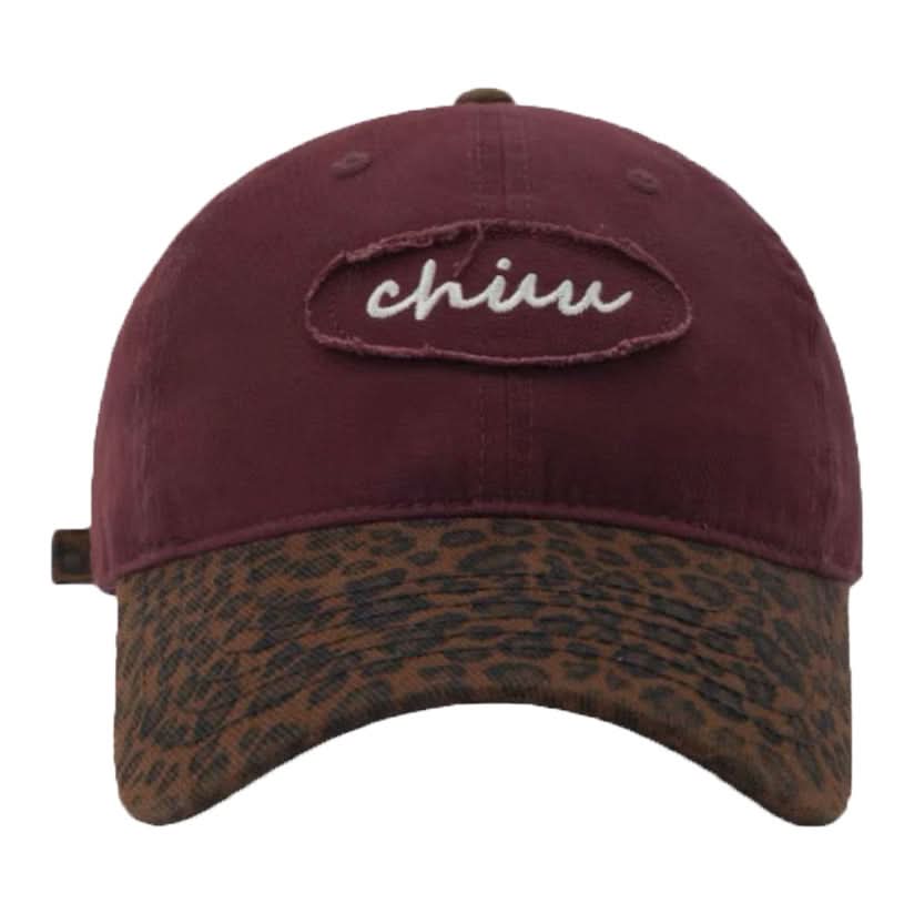 Retro Unisex Letter Baseball Cap – Curved Brim Hat with Leopard Print