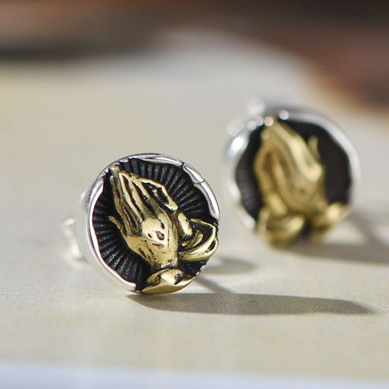 Men’s Praying Hands Stud Earrings – Spiritual Jewelry