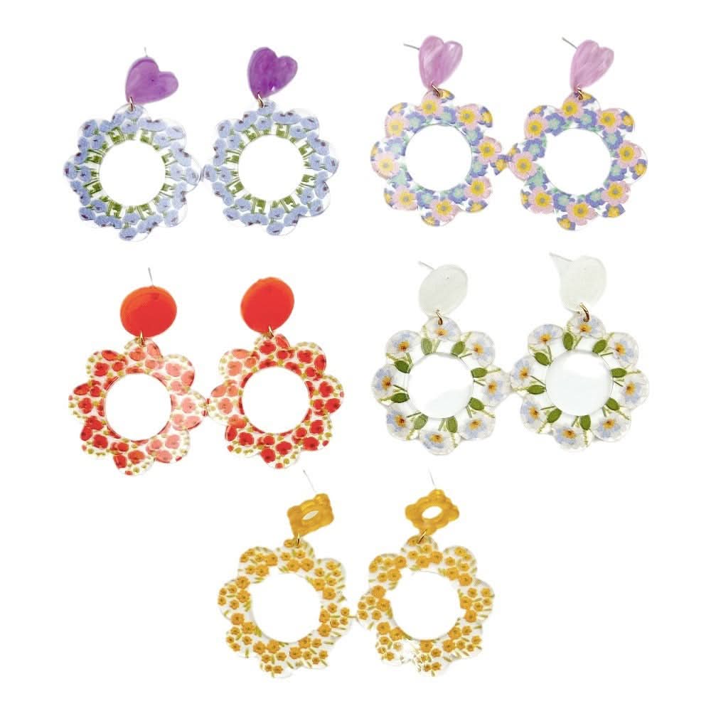 Floral Acrylic Earrings – Lightweight Elegant Design