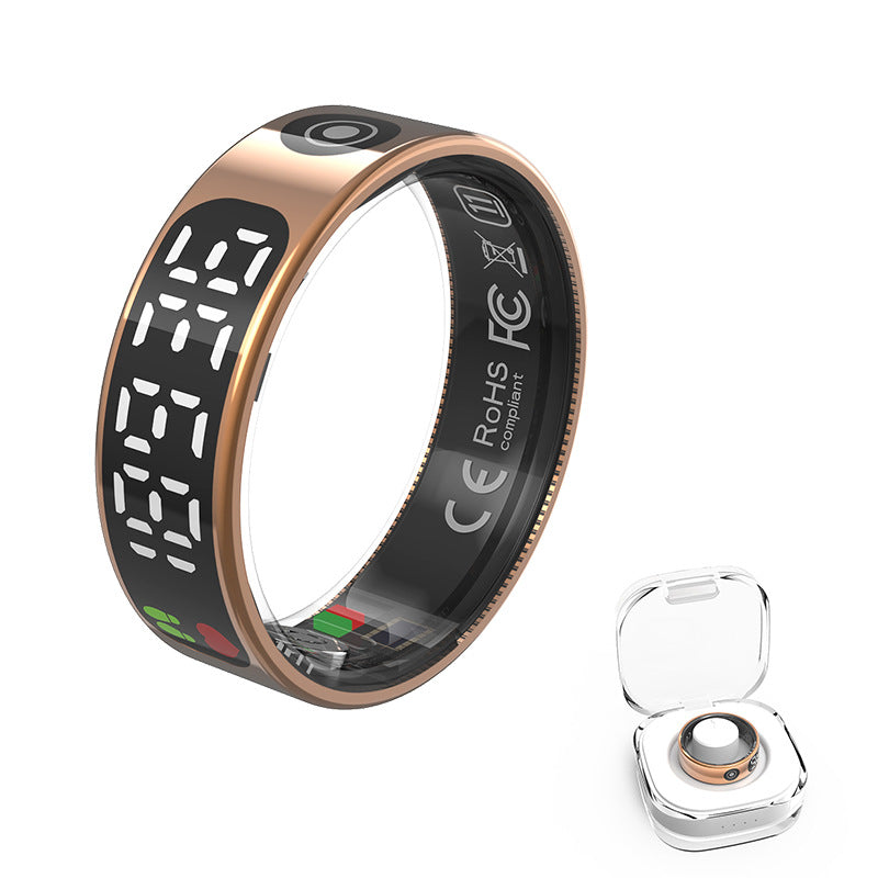 Smart Fitness Ring with Heart Rate, Sleep Monitor & Step Counter – Touch Screen for Android & iOS