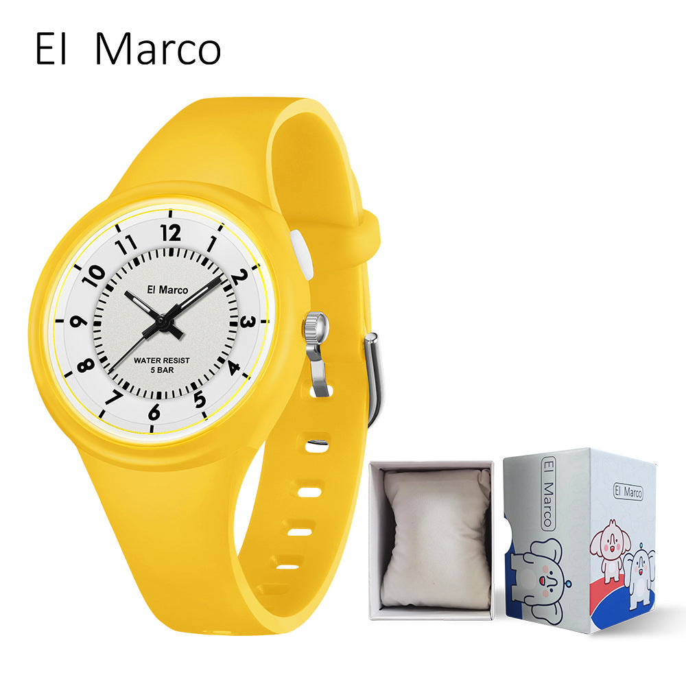 EL Marco Luminous Waterproof Quartz Watch – Kids Fashion Student Wristwatch