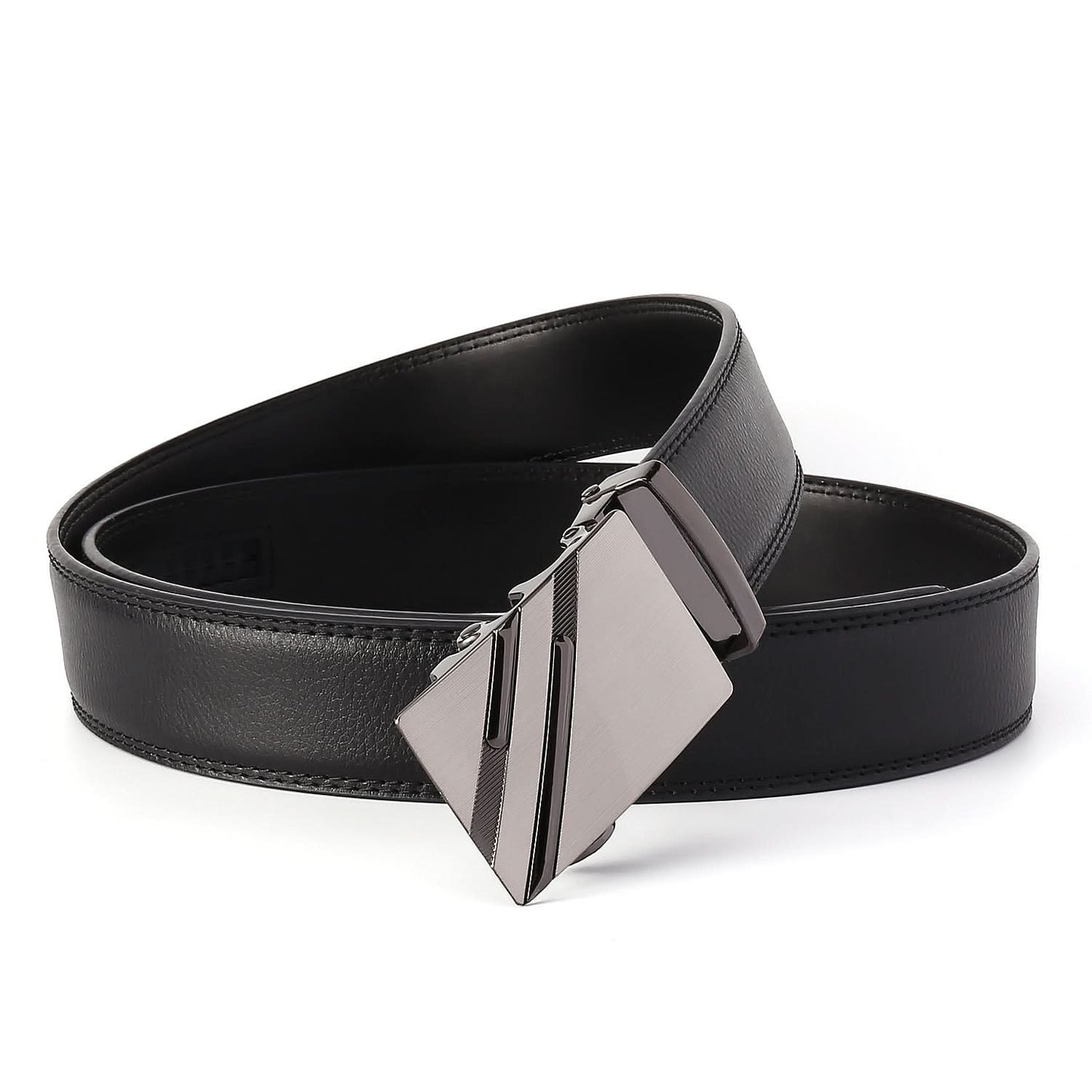 Men's Leather Automatic Buckle Belt - Black