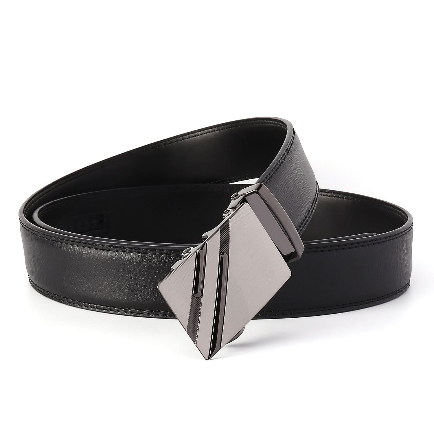 Men's Leather Automatic Buckle Belt - Black