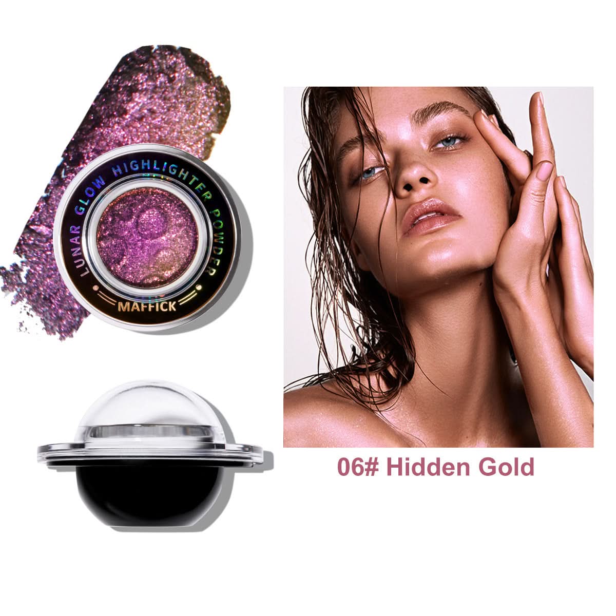 Maffick Planet Highlight Powder –Fine Flash Highlighter, Natural Body & Face Brightener