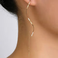 Trendy Geometric Wave Tassel Earrings for Women – Modern Metal Jewelry