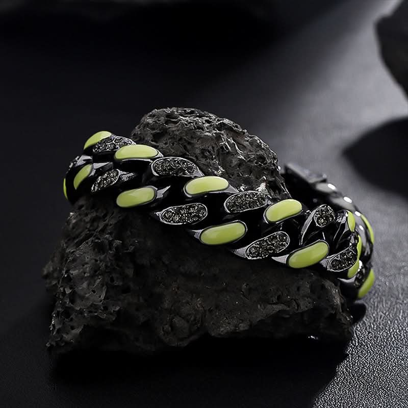 Men’s Glow-in-the-Dark Cuban Bracelet – Double-Layer Contrast Chain