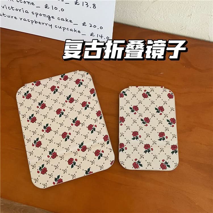 Portable Retro Floral Folding Makeup Mirror
