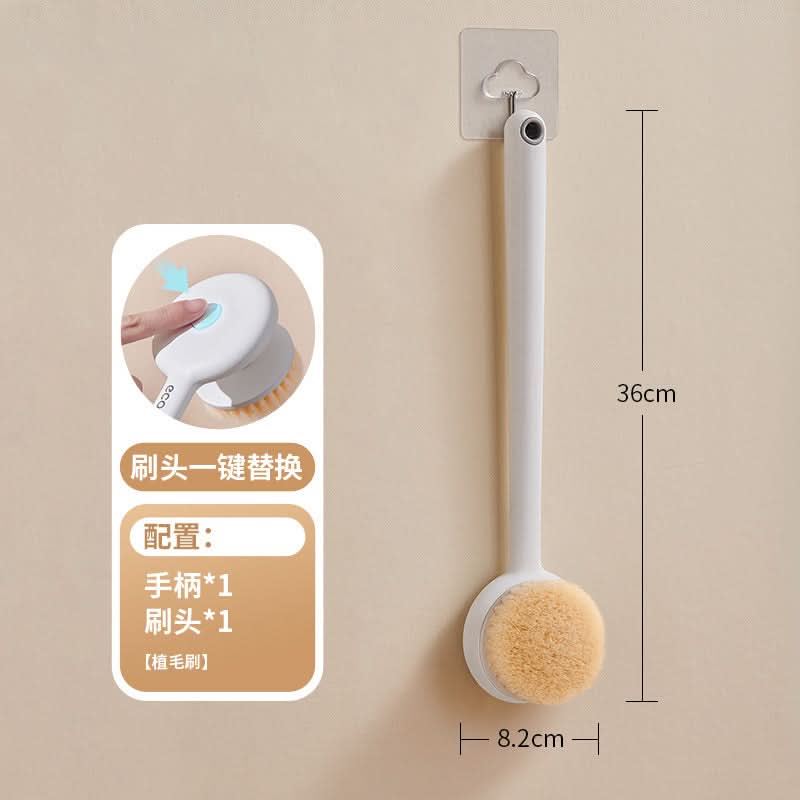 Long-Handled Bath Brush for Back Scrubbing – Soft Bristles & Loofah
