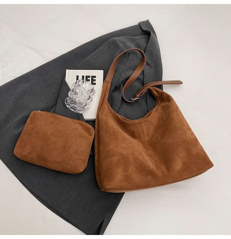 Women's Trendy Suede Bucket Bag – Retro Shoulder Tote for Women