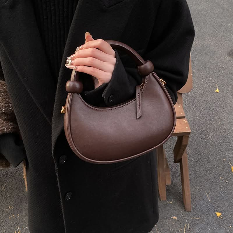 Women’s Crescent Shoulder Handbag – Retro PU Chain Messenger Bag