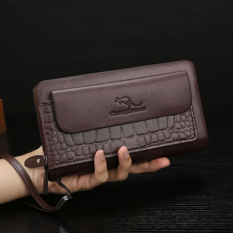 Men's PU Leather Business Clutch – Double Zipper