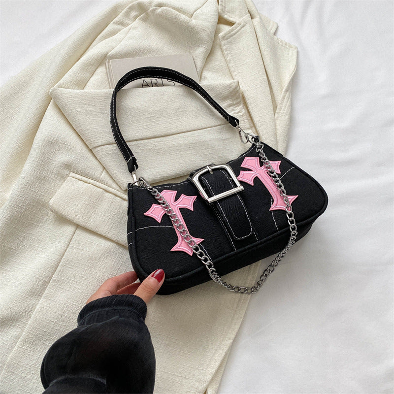 Canvas Small Square Shoulder Bag – Women’s Street Style Underarm Handbag