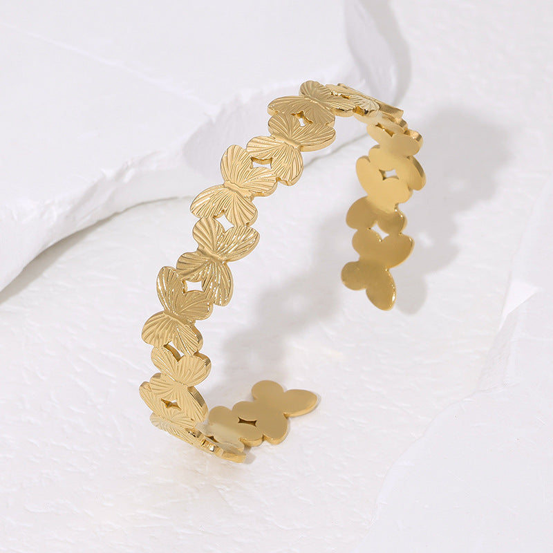 Gold Butterfly Bracelet – Adjustable Stainless Steel Women’s Jewelry