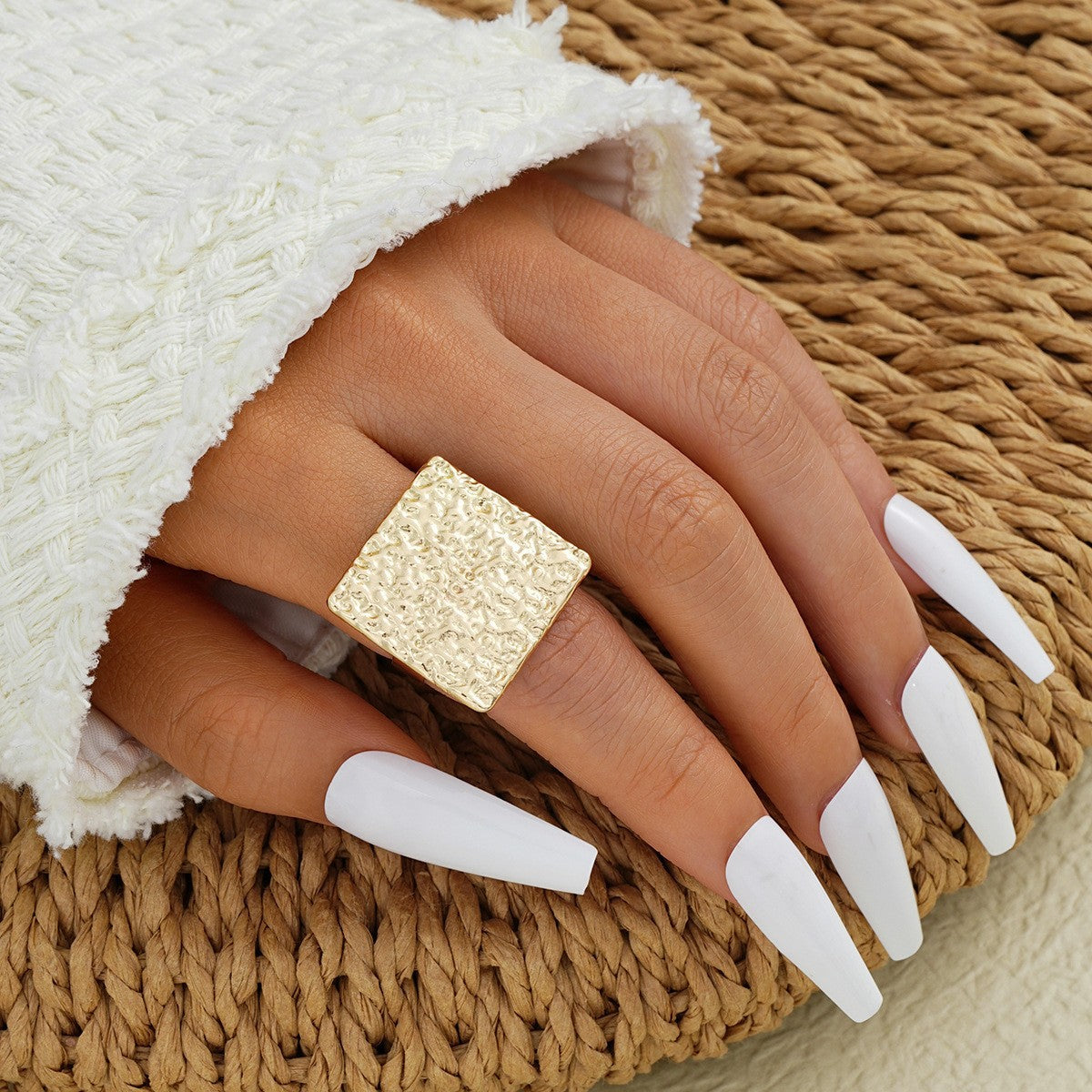 Irregular Flower Ring Set – 4-Piece Gold Alloy Women’s Rings, Trendy Statement Jewelry